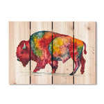 Colorful Bison by Bartholet DaydreamHQ Fine Art on Wood 22x16