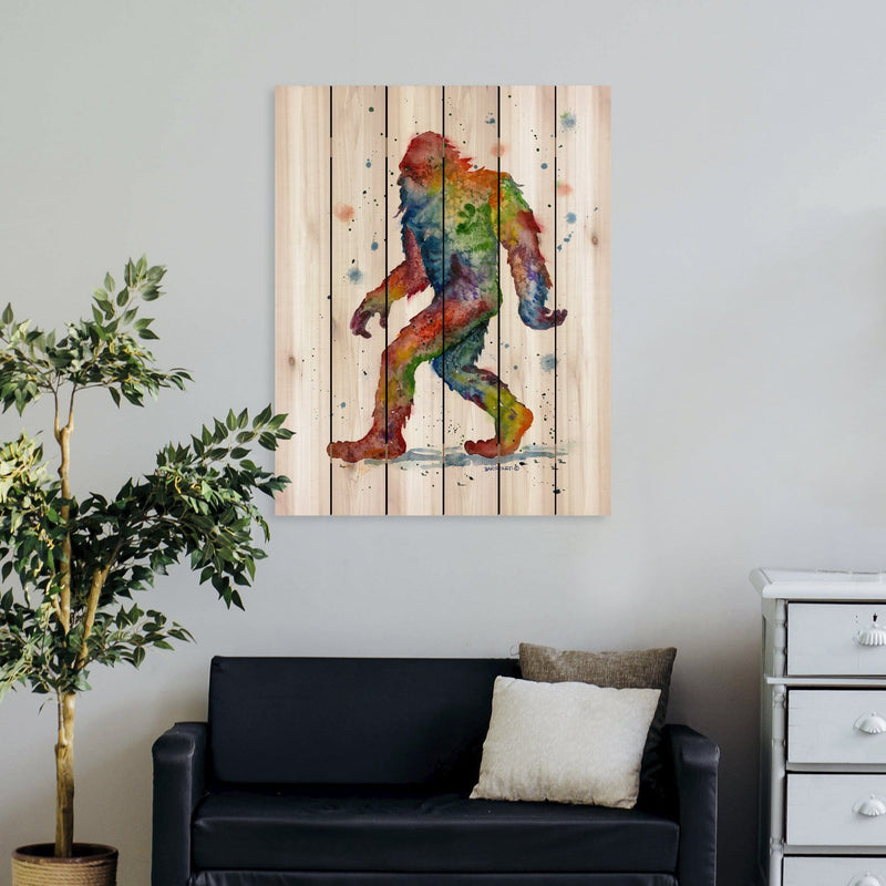 Rainbow Sasquatch by Bartholet DaydreamHQ Fine Art on Wood