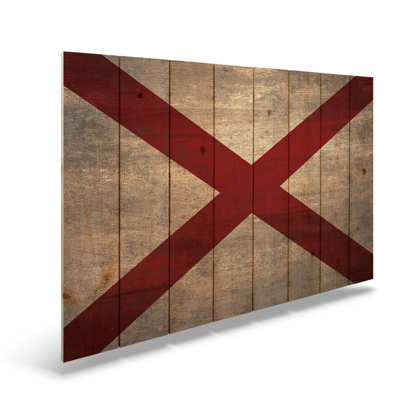 Alabama State Historic Flag on Wood
