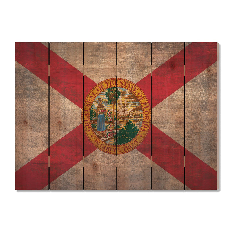 Florida State Historic Flag on Wood DaydreamHQ Rustic Flags 33"x24"