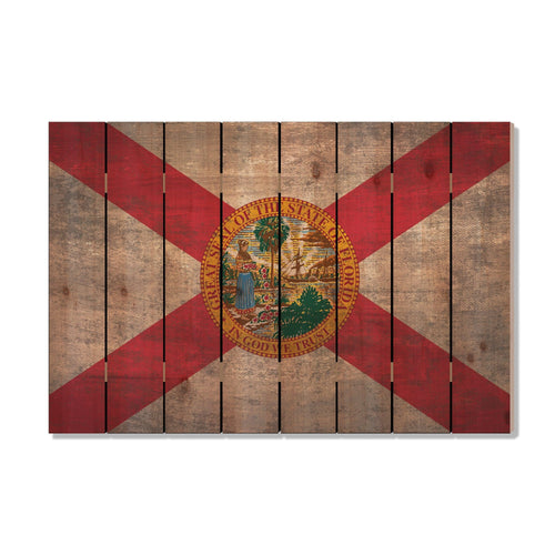 Florida State Historic Flag on Wood DaydreamHQ Rustic Flags 44"x30"