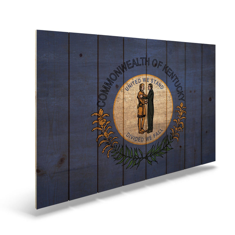 Kentucky State Historic Flag on Wood