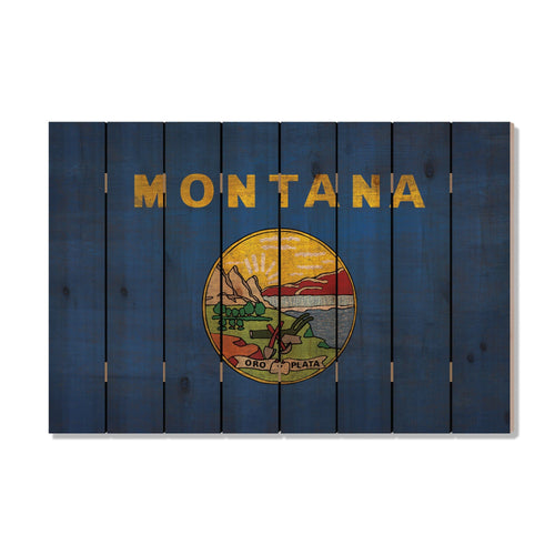 Montana State Historic Flag on Wood DaydreamHQ Rustic Flags 44"x30"