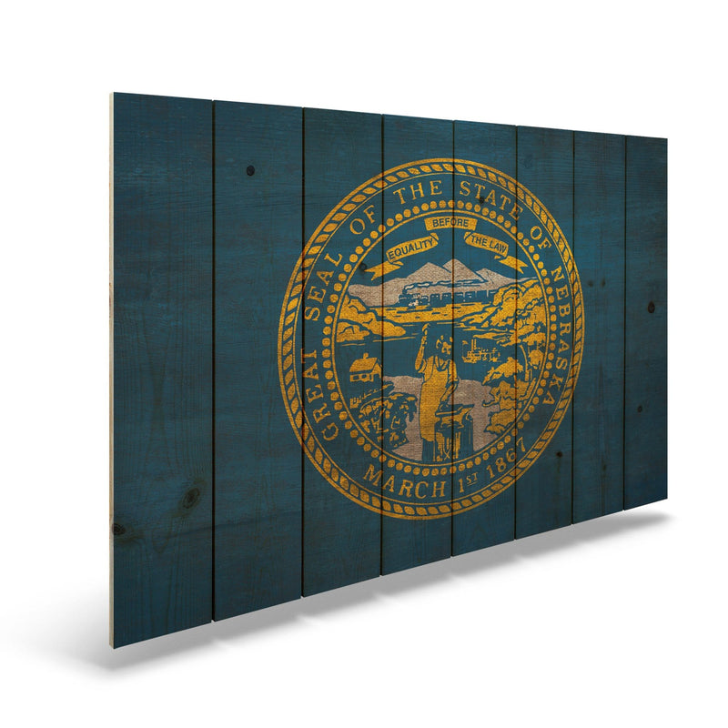 Nebraska State Historic Flag on Wood