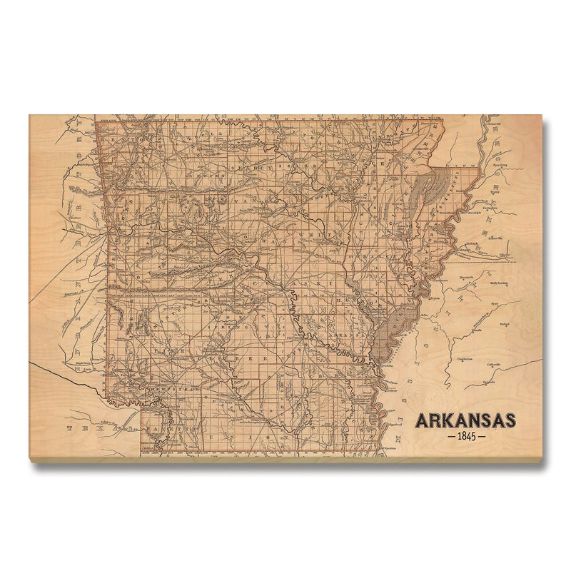 Arkansas Map from 1845 DaydreamHQ Grand Wood Wall Art 48x32