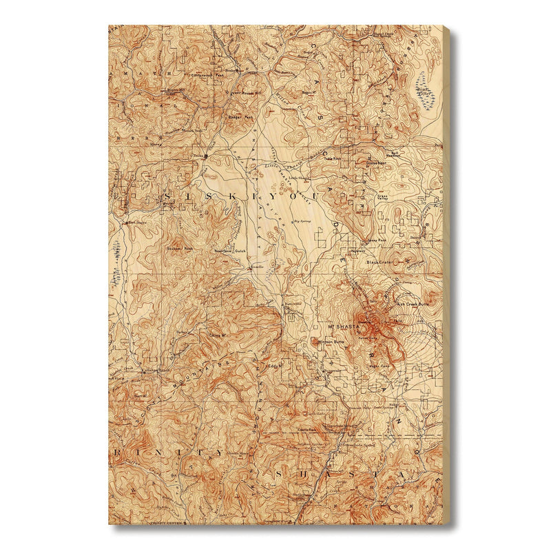 Mt. Shasta, California Map from 1894 DaydreamHQ Grand Wood Wall Art 24x36