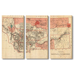 Montana Map from 1883 DaydreamHQ Grand Wood Wall Art 60x40 (3pc set)