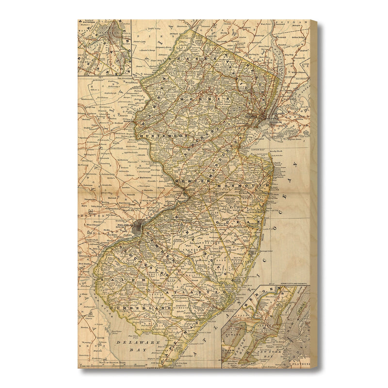 New Jersey Map from 1882 DaydreamHQ Grand Wood Wall Art 18x24