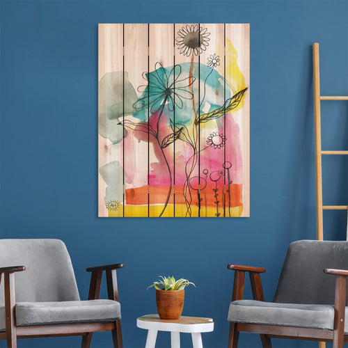 Bright Flowers by Henning DaydreamHQ Fine Art on Wood 32x42