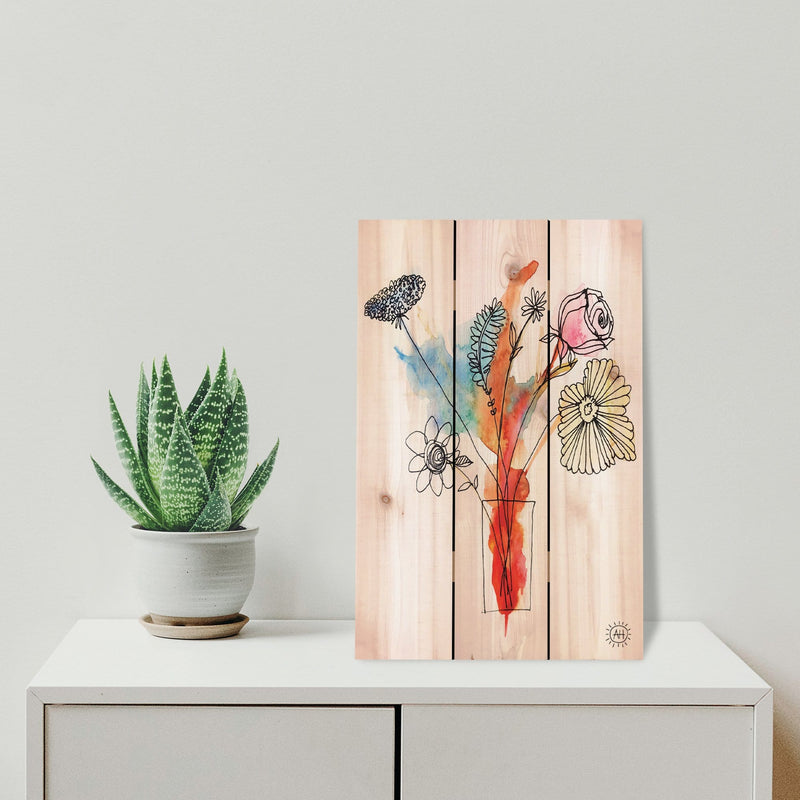 Flowers in Vase by Henning DaydreamHQ Fine Art on Wood