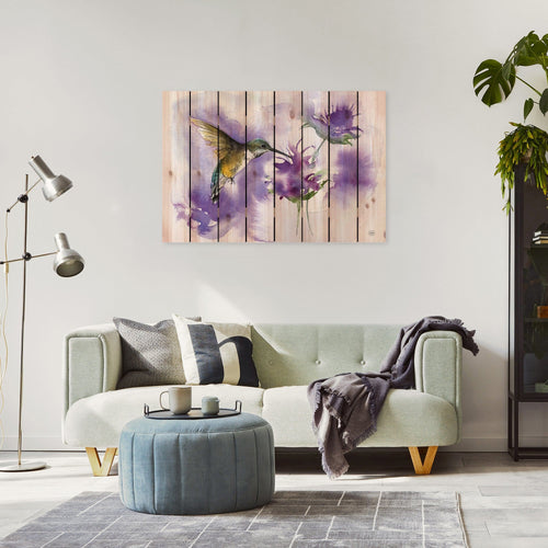 Two Purple Flowers by Henning DaydreamHQ Fine Art on Wood 44x30