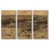 Chicago, Illinois City Illustration from 1874 DaydreamHQ Grand Wood Wall Art 60x40 (3pc set)