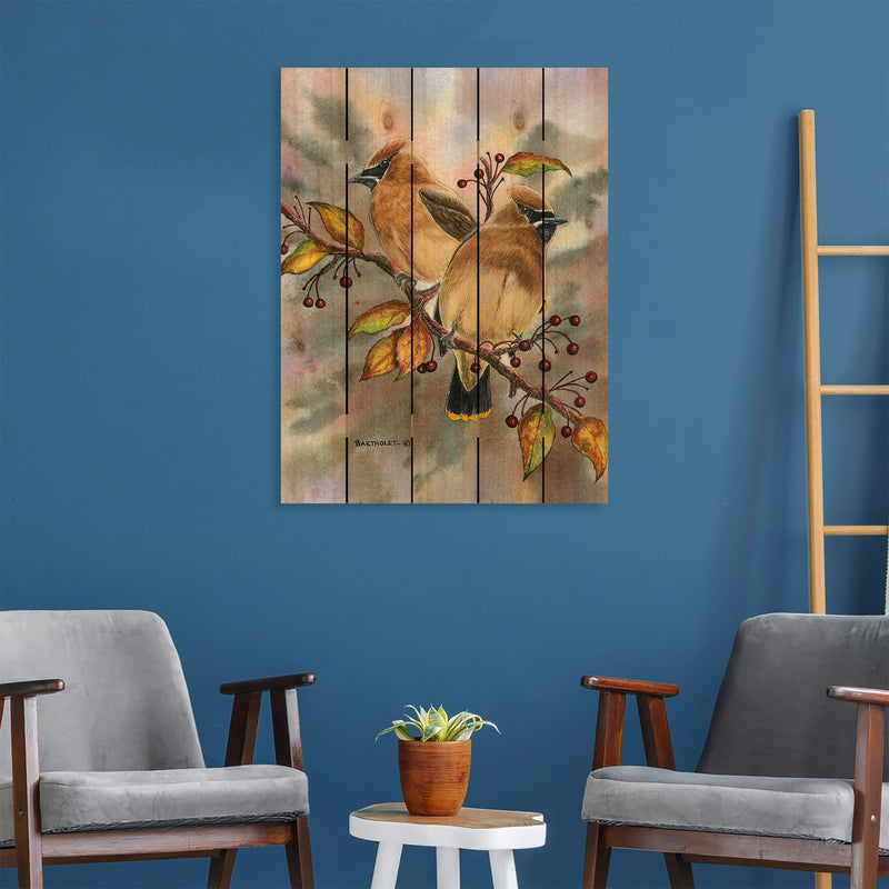 Wood Waxwings by Bartholet DaydreamHQ Fine Art on Wood