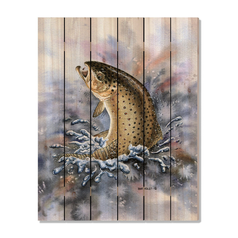 Fish On (Brown Trout) by Bartholet DaydreamHQ Fine Art on Wood 32x42