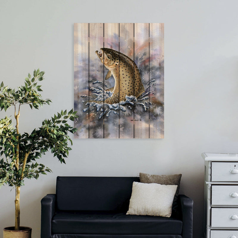 Fish On (Brown Trout) by Bartholet DaydreamHQ Fine Art on Wood