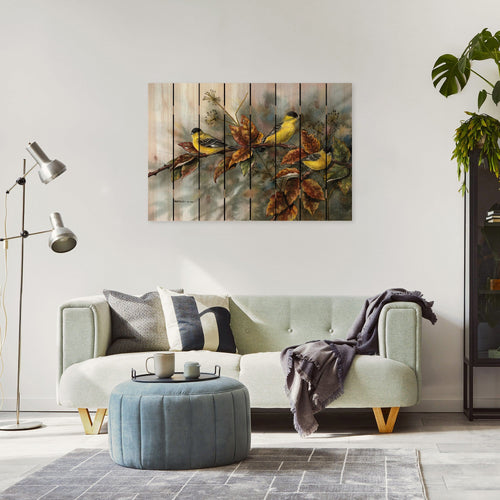 Gold Finches by Bartholet DaydreamHQ Fine Art on Wood