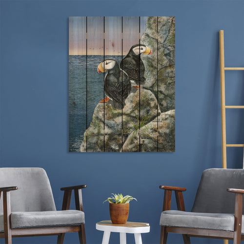 Horned Puffins by Bartholet DaydreamHQ Fine Art on Wood