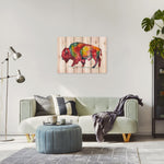 Colorful Bison by Bartholet DaydreamHQ Fine Art on Wood