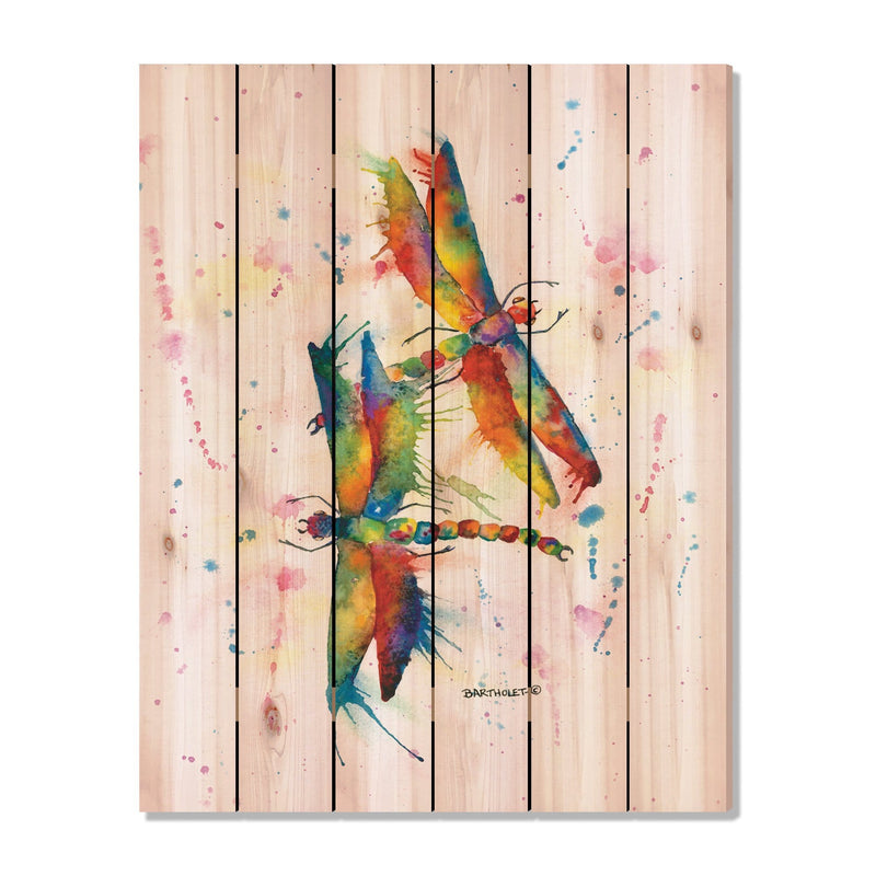 Rainbow Dragonflies by Bartholet DaydreamHQ Fine Art on Wood 32x42