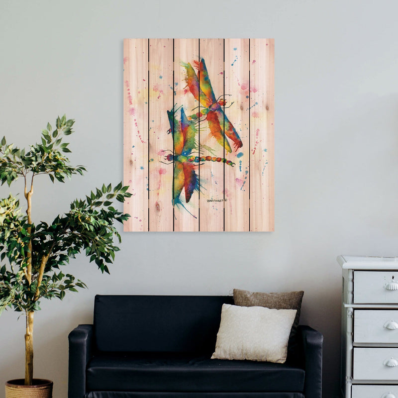 Rainbow Dragonflies by Bartholet DaydreamHQ Fine Art on Wood