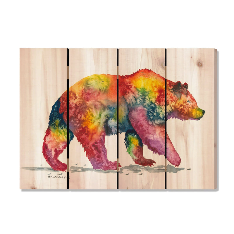 Rainbow Grizzly by Bartholet DaydreamHQ Fine Art on Wood 22x16