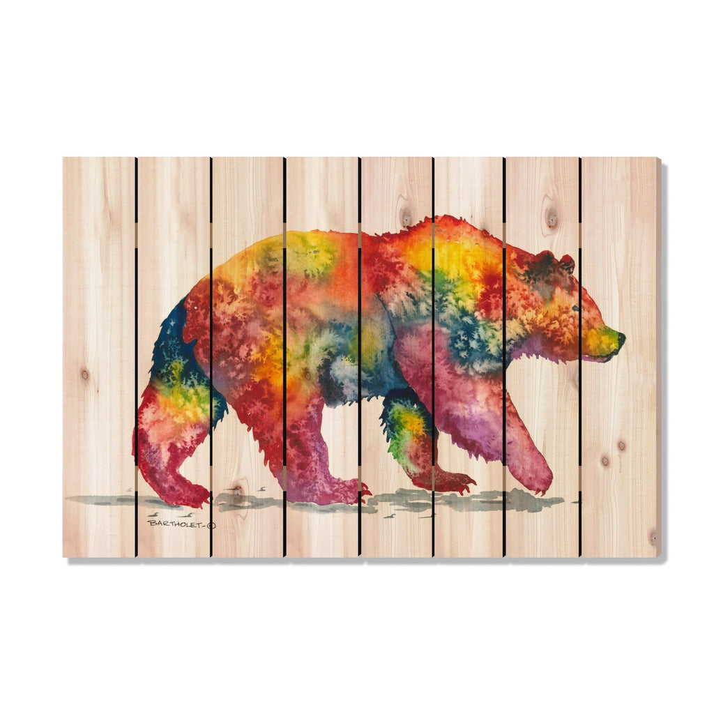 Rainbow Grizzly by Bartholet DaydreamHQ Fine Art on Wood 44x30