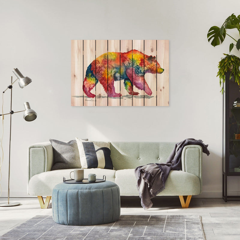 Rainbow Grizzly by Bartholet DaydreamHQ Fine Art on Wood