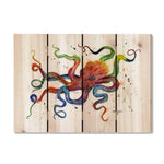 Rainbow Octopus by Bartholet DaydreamHQ Fine Art on Wood 22x16