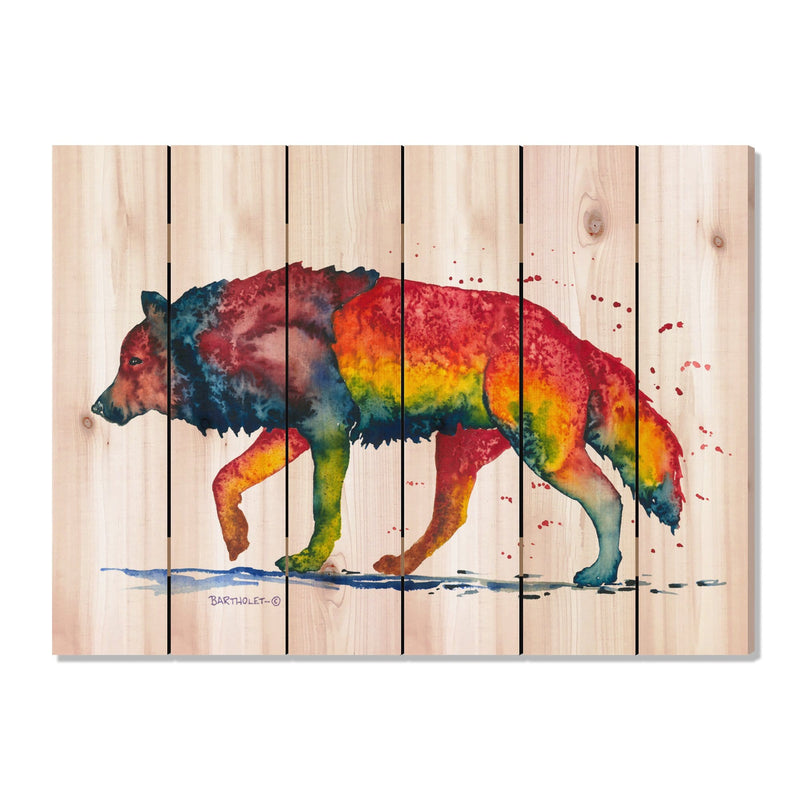 Rainbow Wolf by Bartholet DaydreamHQ Fine Art on Wood 33x24