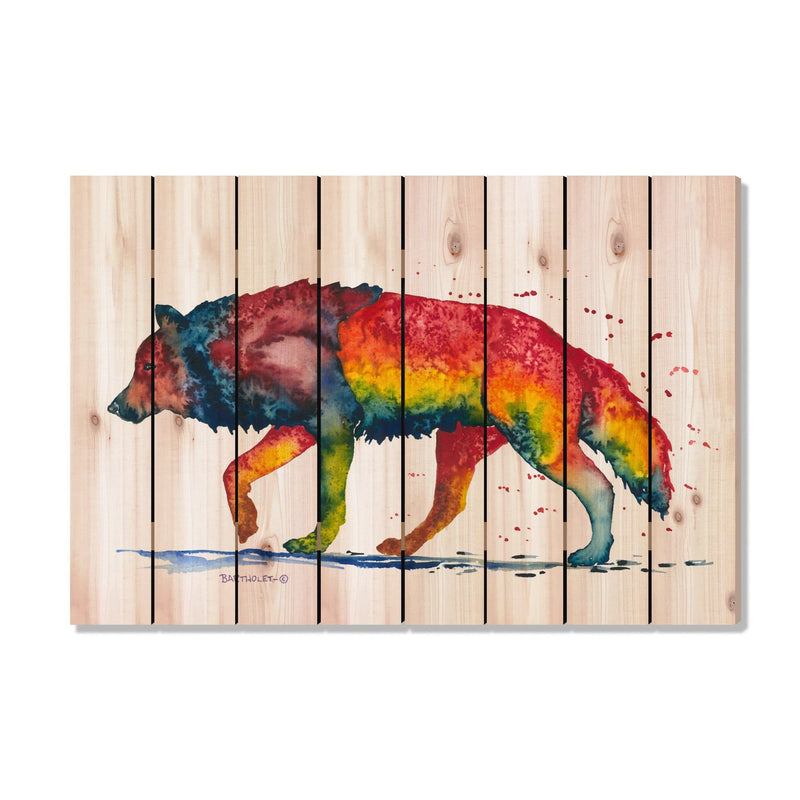 Rainbow Wolf by Bartholet DaydreamHQ Fine Art on Wood 44x30