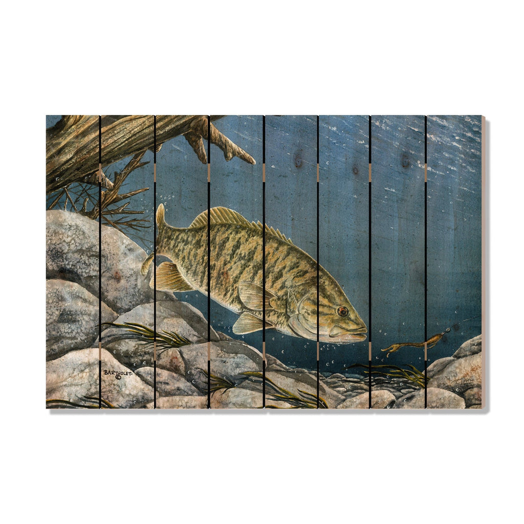 Smallie Fish by Bartholet DaydreamHQ Fine Art on Wood 44x30