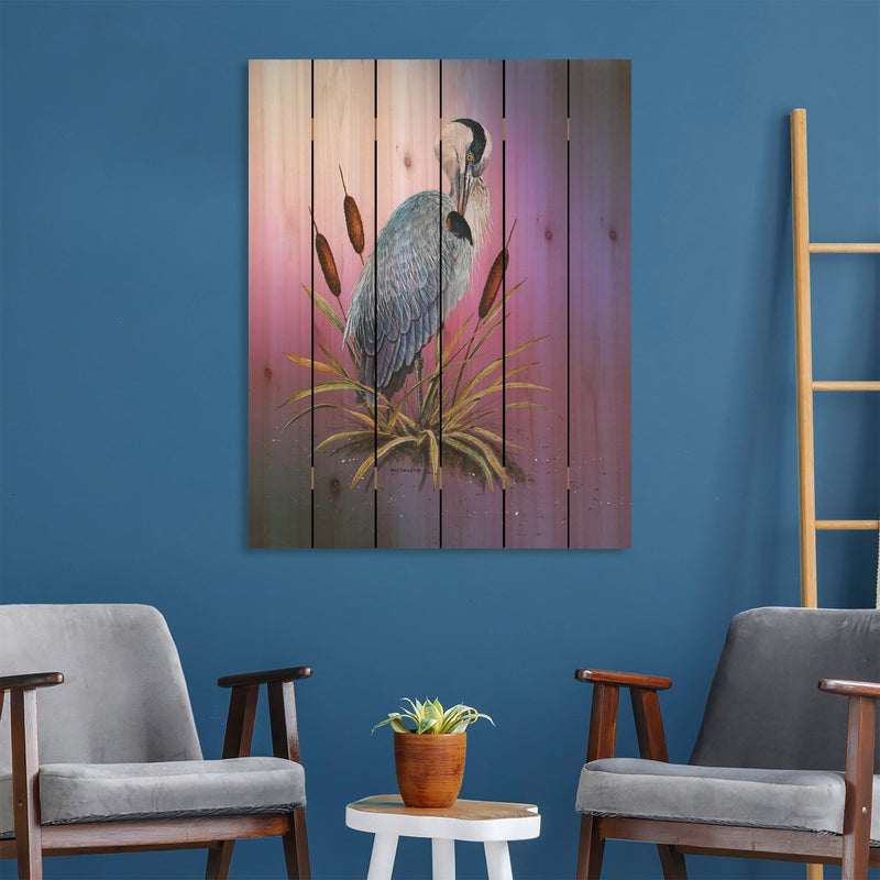 Sunset Heron by Bartholet DaydreamHQ Fine Art on Wood