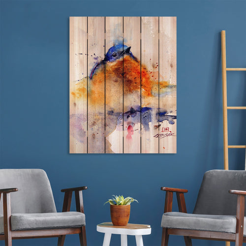 Baby Blue Bird by Crouser DaydreamHQ Fine Art on Wood