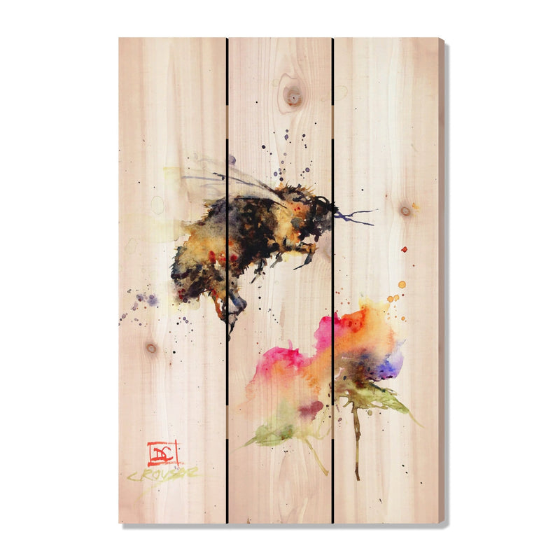 Bee & Flower by Crouser DaydreamHQ Fine Art on Wood 16x24