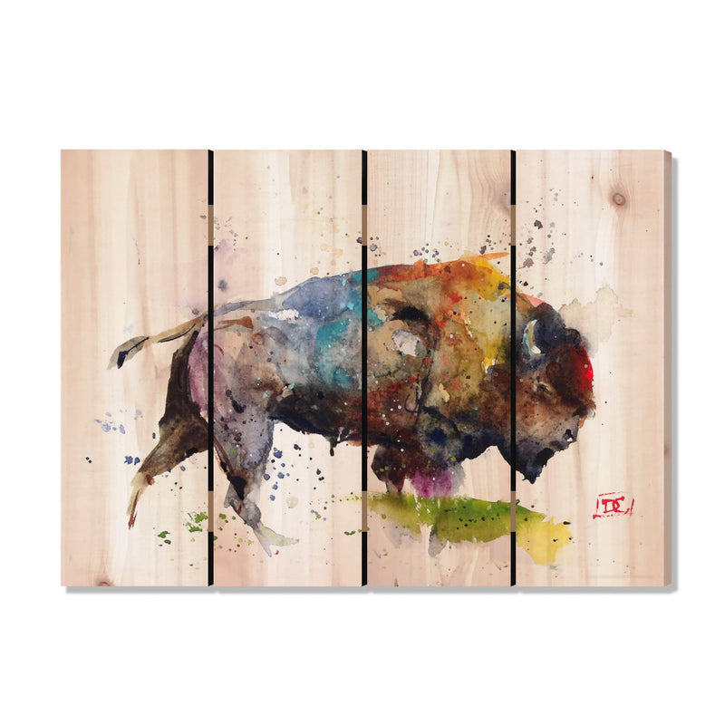 Colorful Bison by Crouser DaydreamHQ Fine Art on Wood 22x16