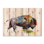 Colorful Bison by Crouser DaydreamHQ Fine Art on Wood 33x24