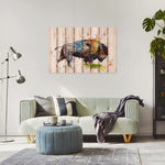 Colorful Bison by Crouser DaydreamHQ Fine Art on Wood 44x30
