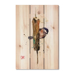 Chickadee & Cattail by Crouser DaydreamHQ Fine Art on Wood 16x24