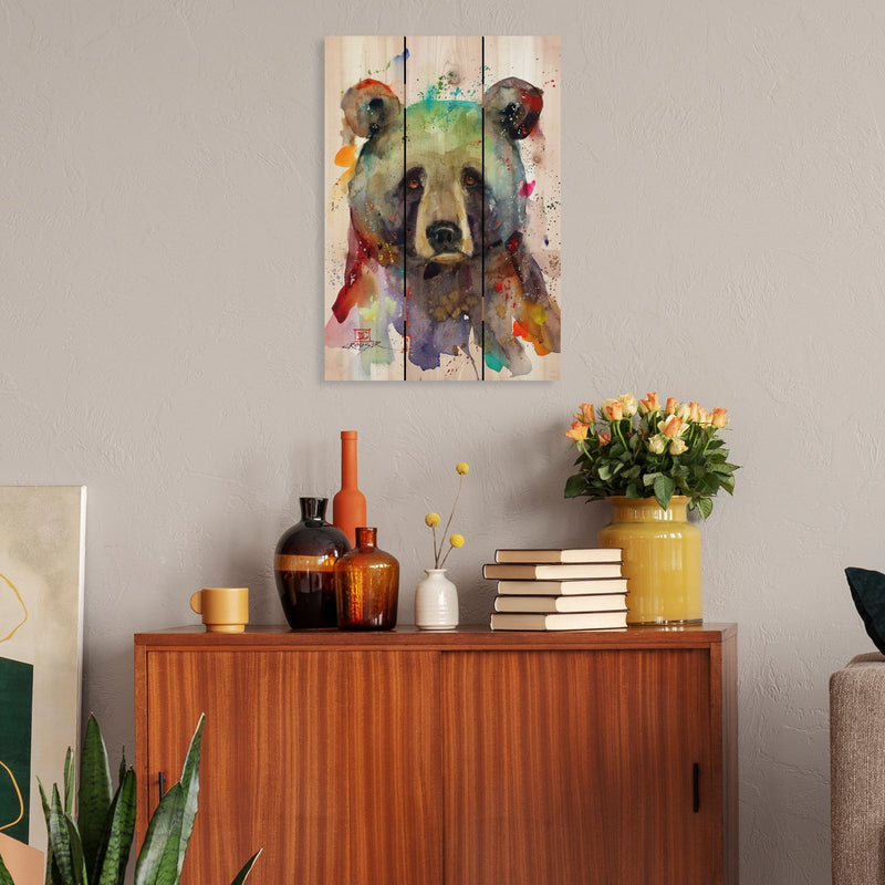 Colorful Bear by Crouser DaydreamHQ Fine Art on Wood 16x24