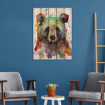 Colorful Bear by Crouser DaydreamHQ Fine Art on Wood 28x36