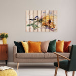 Chickadee & Sunflower by Crouser DaydreamHQ Fine Art on Wood