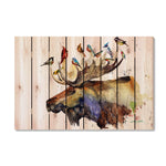 Moose & Birds by Crouser DaydreamHQ Fine Art on Wood 44x30