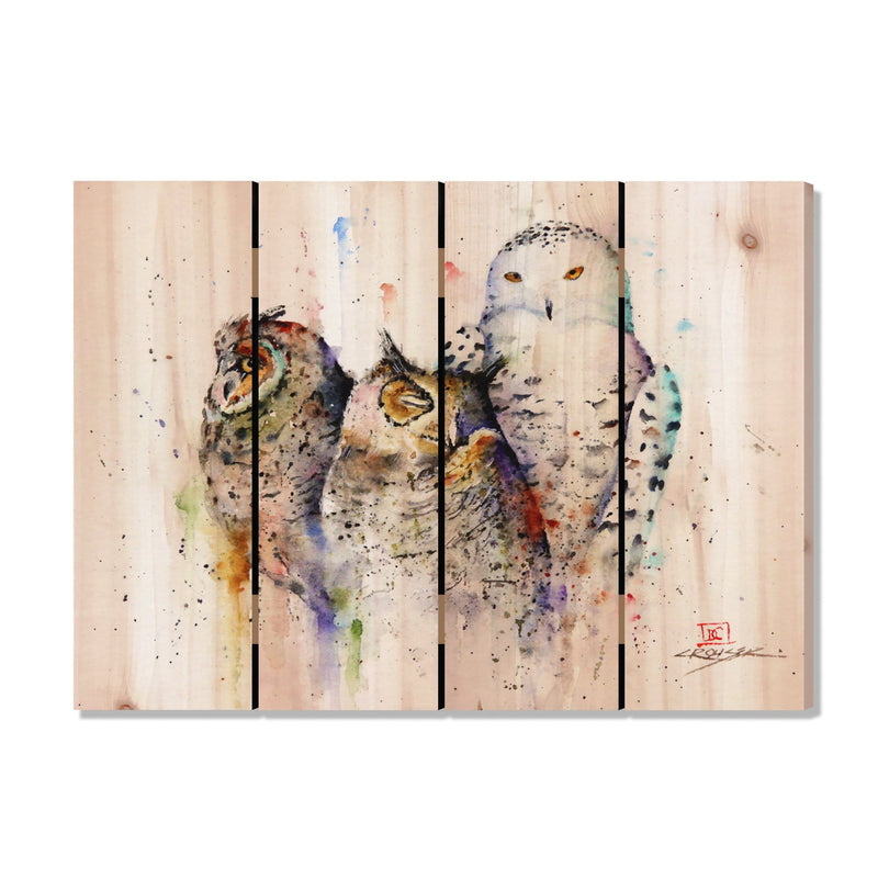 Owl Trio by Crouser DaydreamHQ Fine Art on Wood 22x16