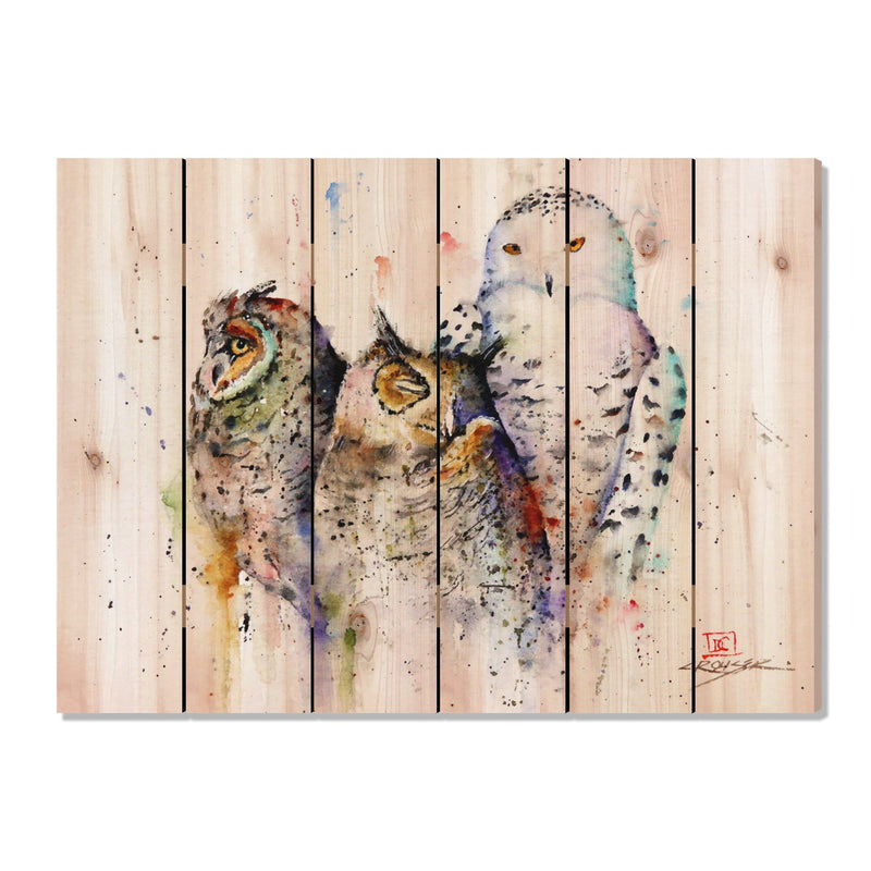 Owl Trio by Crouser DaydreamHQ Fine Art on Wood 33x24