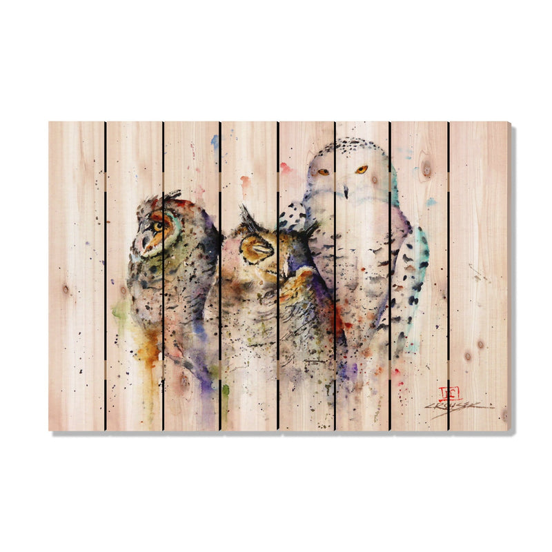 Owl Trio by Crouser DaydreamHQ Fine Art on Wood 44x30