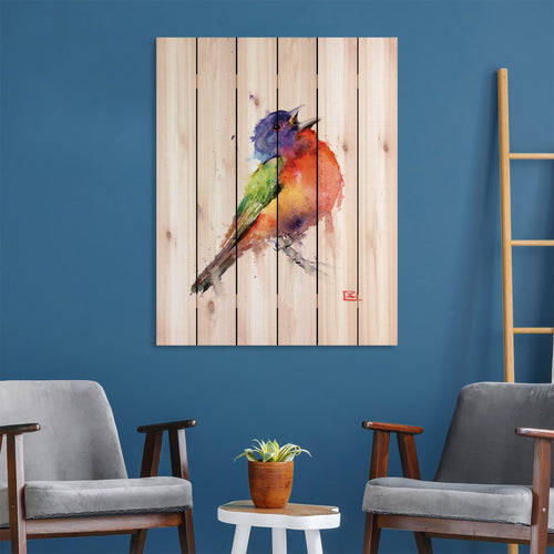 Painted Bunting by Crouser DaydreamHQ Fine Art on Wood