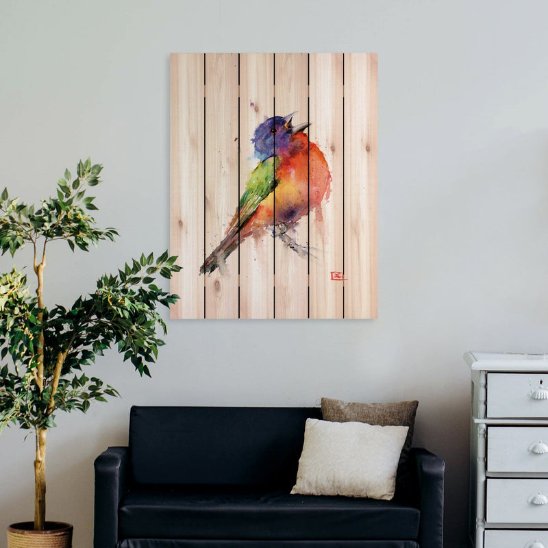 Painted Bunting by Crouser DaydreamHQ Fine Art on Wood