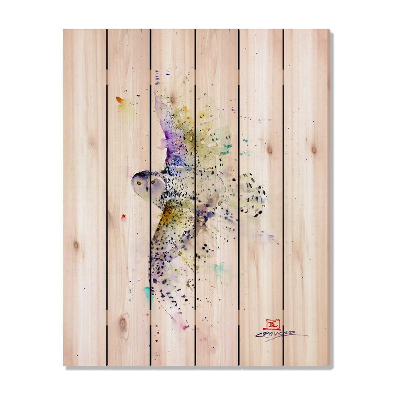 Snowy Owl in Flight by Crouser DaydreamHQ Fine Art on Wood 32x42