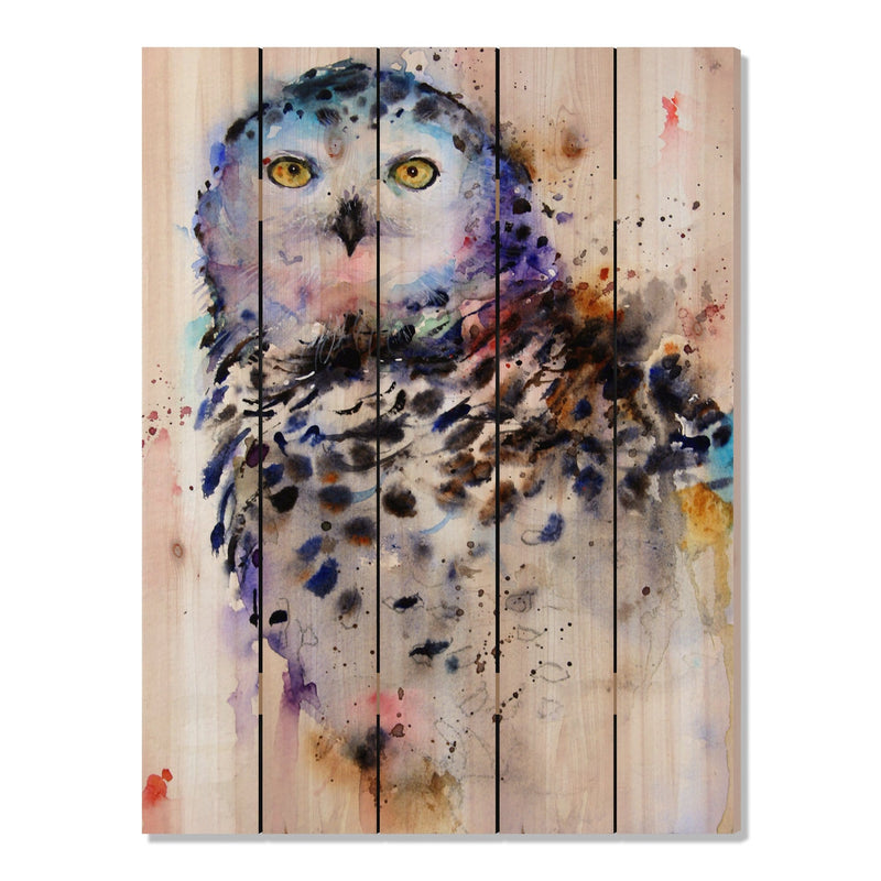 Colorful Snowy Owl by Crouser DaydreamHQ Fine Art on Wood 28x36