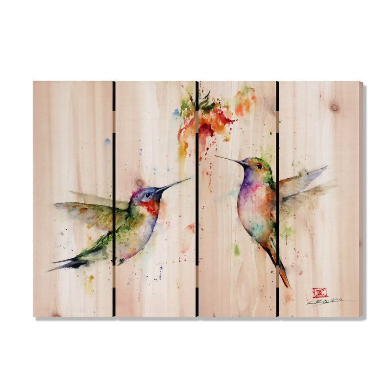 Twos Company Hummingbirds by Crouser DaydreamHQ Fine Art on Wood 22x16